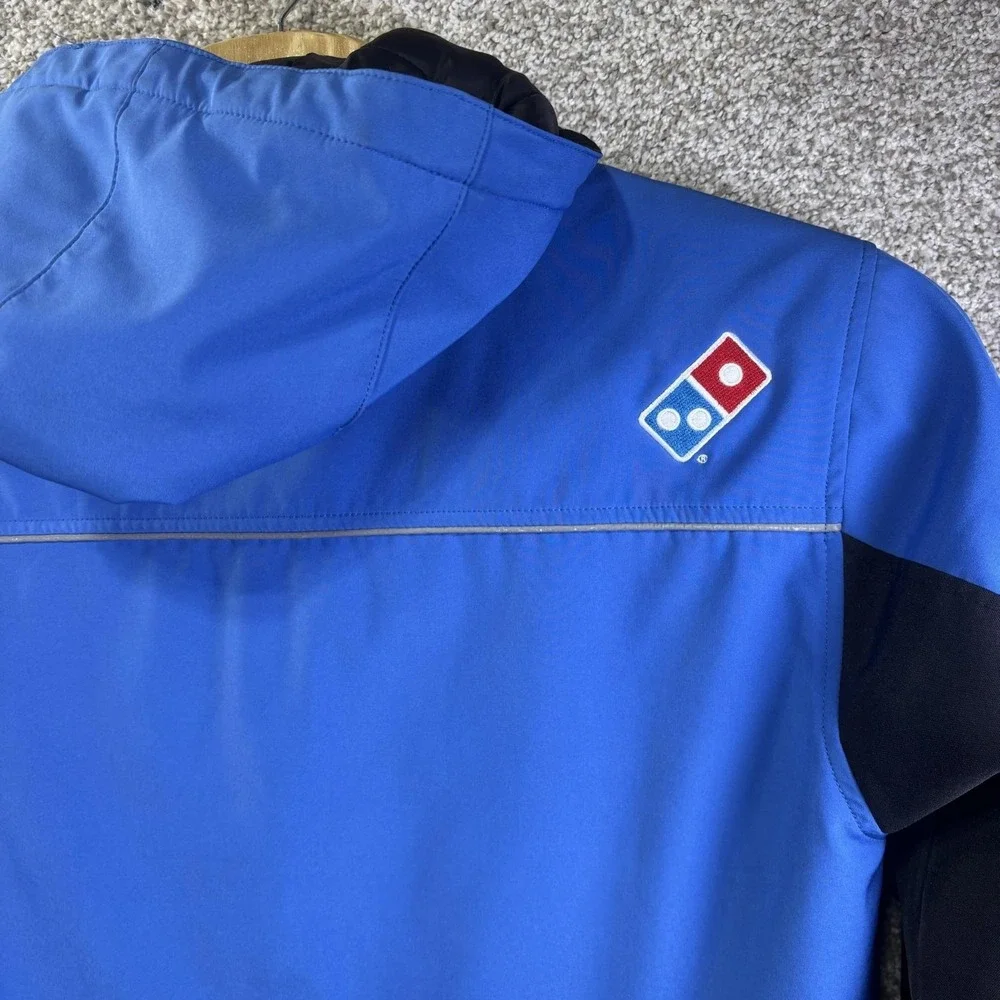 Domino's Gear‎ Jacket Mens Large Blue Black Hooded Windbreaker Workwear Zip